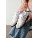 Eformoda Beyaz Pudra Unisex Kadın Erkek Şeritli Taban Spor Ayakkabı SM03 Nefes Alabilir Malzeme - Beyaz - Pudra