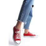 Eformoda Kırmızı Kadın Kısa Keten Spor Ayakkabı Günlük Sneakers Cnv7 39