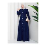 EFSUN MODA KADIN GOLD DÜĞMELİ KREP ELBİSE TESETTÜR