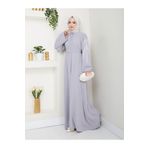 EFSUN MODA TAŞLİ ABAYA TESETTÜR GIYIM KADIN FERACE ELBISE GRİ