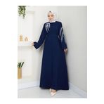 EFSUN MODA Taşli Abaya Tesettür Giyim Kadin Ferace Elbise Lacivert
