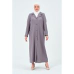 EFTALYA BÜYÜK BEDEN ANNE TESETTÜR KADIN KETEN PARDESÜ Füme 50
