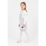 Eftelya Kız Çocuk Salopet 2'li Elbise (Salopet Elbise+Bady BLUZ)12182 - Gri - 2 - 3 Yaş
