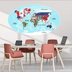 Ega Bayraklı Dünya Haritası Çocuk Odası Sticker (90X52)