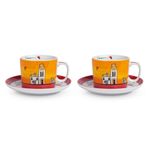 Egan Italy Le Casette 2'li 340 ml Kırmızı Çay Fincanı Seti