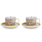 Egan Italy Le Casette 2'li 340 ml Sarı Çay Fincanı Seti
