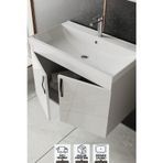 Ege 80 Cm Lavabolu Alt Banyo Dolabı, Kapaklı Banyo Alt Dolabı,seramik Lavabo Dahil