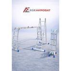 Ege Akrobat 4x5 5.70 Akrobat Merdiven | Çok Amaçlı Alüminyum | Katlanır & Kilitli | A Tipi – Düz – Iskele Kullanım