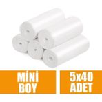 Ege Ayaz Ambalaj Çöp Torbası Mini Boy Küçük 40'lı 5 Rulo 40x50 Çöp Poşeti