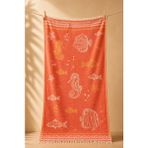 Ege Cotton Coral Reef Premium Çift Katlı Müslin Pamuk Peştemal – 90X160 cm - Koyu Somon - Bej - 90 x 160 cm