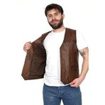EGE DERİ%100 HAKİKİ KUZU DERİSİ KARARTMALI TABA ERKEK YELEK (5xl)