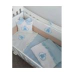 Ege Home Deluxe 4 Parça Ayıcık Nakışlı Fırfırlı Bebek Nevresim Takımı Mavi
