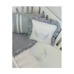 Ege Home Deluxe Bebek Nevresim Takımı Melek Kanadı Nakışlı 4 Parça Gri