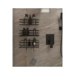 EGE HOME STORE Ömür boyu paslanmaz 3 Adet banyo rafı duş şanpuanlık duvar düzenleyici organizer siyah