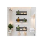 EGE HOME STORE Ömür boyu paslanmaz 3 adet siyah mat banyo düzenleyici raf organizer