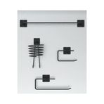 EGE HOME STORE Yapışkanlı dörtlü siyah fön makinesi askısı havlu askısı WC tuvalet kağıtlık rulo havluluk banyo set