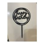 Ege Pastacılık Pasta süsü happy birthday siyah pleksi kürdan