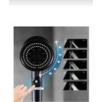 Ege Solar 5 Fonksiyonlu Tasarruflu Duş Başlığı Turbo Fan Siyah Duş Başlığı
