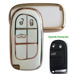 Egea Cross 500 Jeep Dodge Chrysler Uyumlu Smart Kumanda Anahtar Kılıfı Oto Anahtarlık Beyaz Gold