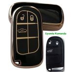 Egea Cross 500 Jeep Dodge Chrysler Uyumlu Smart Kumanda Anahtar Kılıfı Oto Anahtarlık Siyah Gold
