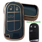 Egea Cross 500 Jeep Dodge Chrysler Uyumlu Smart Kumanda Anahtar Kılıfı Oto Anahtarlık Turkuaz Gold