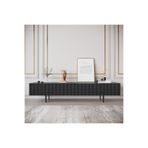EGEALP MOBİLYA Elegance White TV Ünitesi 200cm SİYAH Şık ve Fonksiyonel Modern Çizgi Kapaklı MDF