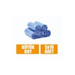 egeayazambalaj Çöp Torbası Büyük Boy Mavi 65x80 Çöp Poşeti 10 Lu X 5 Rulo