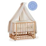 EGEBABY Vernikli Ahşap 4in1 Beşiktakım(BL)70 X 110-anne Yanı, Karyola, Oyun Parkı, Montessori Junior Yatak