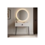Egecan Mobilya Beyaz Metal Ayaklı Modern Dresuar – 80x20x20 cm, Suntalam, Minimalist Antre ve Salon Konsol Dolabı