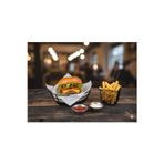 Egem Home Siyah Metal Yuvarlak Küçük Fast Food Servis Sepeti Patates Kızartması Hamburger Sos Sunum Seti