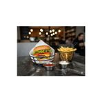 Egem Home Siyah Metal Yuvarlak Küçük Kenarlıksız Fast Food Servis Sepeti Patates Kızartması Hamburger Seti