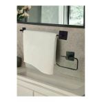 Egem Home Yapışkanlı Banyo Aksesuar Seti, Siyah, Düz Havluluk, Tuvalet Kağıtlığı
