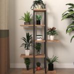 Egemev Çiçeklik 5 Raflı Saksılık Dekoratif 5 Raflı Çiçeklik Metal Ahşap Saksılık Çiçek Rafı ve Ahşap Raflar - 110 x 20 x 60 - 1 Adet