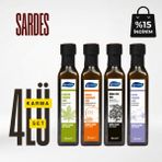 Egenatura Sardes: Kenevir +Kabak Çek.+ Çörekotu+Keten Yağı 4 x 250 ml Cam Şişe Soğuk Sıkım