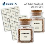 Egesta 40 Adet Bakliyat Kavanoz Etiketi Seti - 6x6 cm Krem Renk Suya Dayanıklı Sticker - Büyük Boy Kiler Düzenleyici Etiket - Mat Vinil Mutfak Çıkartması