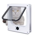 EGETOTA Kedi Kapıları Flap Orta Boy (Dış Boyut 22,1 cm x 19,05 cm), İç Dış Kapılar için 4 Yollu Kilitli Manyetik Evcil Hayvan Kapısı, Kediler Köpek Kedicikleri ve Yavru Kedi için Hava Koşullarına