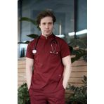 EGEUNIFORM New Erkek Premium Bordo Hemşire Forması Scrubs Doktor Üniforma Diş Hekimi Veteriner Cerrahi Staj