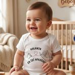 Egg Baby Hala Yazılı Bebek Zıbın Halam Temalı Komik Tasarımlı Bebek Body %100 Pamuk Hediyelik - 6 - 9 Ay - Beyaz - Siyah