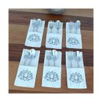 Egg Baby Lotus Çiçeği Işlemeli Kaşıklık Servis Sunum 6 Kişilik Tasarım Çatal Bıçak Kılıfı - 10 x 22 cm - Bej