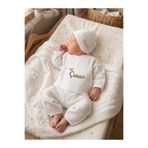 EGGBABY İsimli Kravize Model Müslin Hastane Çıkışı 3 lü Set Yenidoğan Takım Erkek Bebek %100 Pamuk