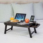 Eğim Ayarlı Ahşap Portatif Tablet Laptop Sehpası Keyif Masası Siyah