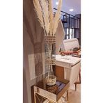 Egindra Metal Tel Hasır Örgülü Özel Tasarım Pampas Vazosu Üç Örgü 55- 60 Cm