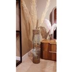 Egindra Metal Tel Hasır Örgülü Özel Tasarım Pampas Vazosu Üç Örgü 70 Cm