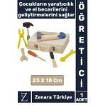 Eğitici El Becerisi Yaratıcılık Geliştirici Aletleri Tanıma Zararsız Ahşap 8 Parça Tamir Çantası