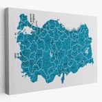 Eğitici İl ve İlçe Detaylı Türkiye Haritası, Harita Dekoratif Kanvas Tablo, Duvar Dekoru 3031