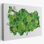 Eğitici İl ve İlçe Detaylı Türkiye Haritası, Harita Dekoratif Kanvas Tablo, Duvar Dekoru 3035
