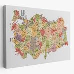 Eğitici İl ve İlçe Detaylı Türkiye Haritası, Harita Dekoratif Kanvas Tablo, Duvar Dekoru 3045