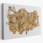 Eğitici İl ve İlçe Detaylı Türkiye Haritası, Harita Dekoratif Kanvas Tablo, Duvar Dekoru 3048