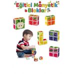 Eğitici Manyetik Küpler - Mıknatıslı Zeka Blokları - 4 Parça Meyve Temalı 3 Boyutlu Puzzle