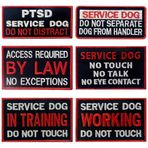 Eğitimde Servis Köpeği Dokunma Yok PTSD Rahatsız Etmeyin Yelek / Koşumlar Manevi Taktik Yama İşlemeli Rozet Bağlayıcı Kanca ve Halka Amblem, 6 Adet